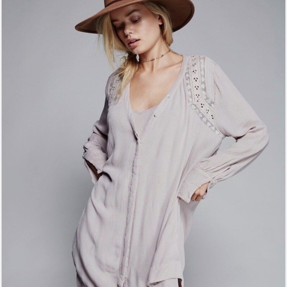 Free People Tops - Free People Courtney Victorian Shirt Dress in white